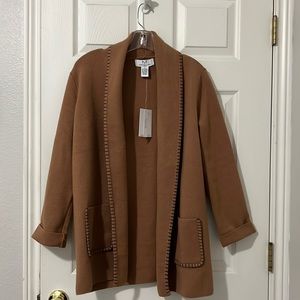 Camel colored NWT heavyweight sweater/cardigan/coat with stitching details